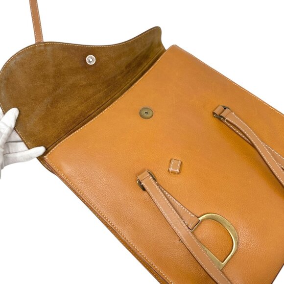 Christian Dior Vintage 2002 Logo Saddle Shoulder Tote Bag Camel Gold [106215] - Picture 11 of 15